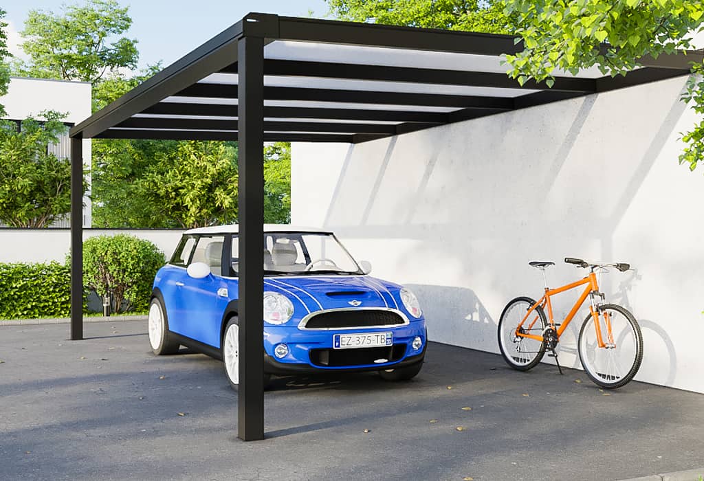 Carport adossé, auvent aluminium pour protection des voitures Skybox Outdoor Design Alsace Carport adossé, auvent aluminium pour protection des voitures Skybox Outdoor Design Alsace